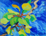 Ode to Aspen Leaf over blue